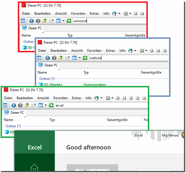 MS Office-Anwendungen aus dre Adressleiste Starten!