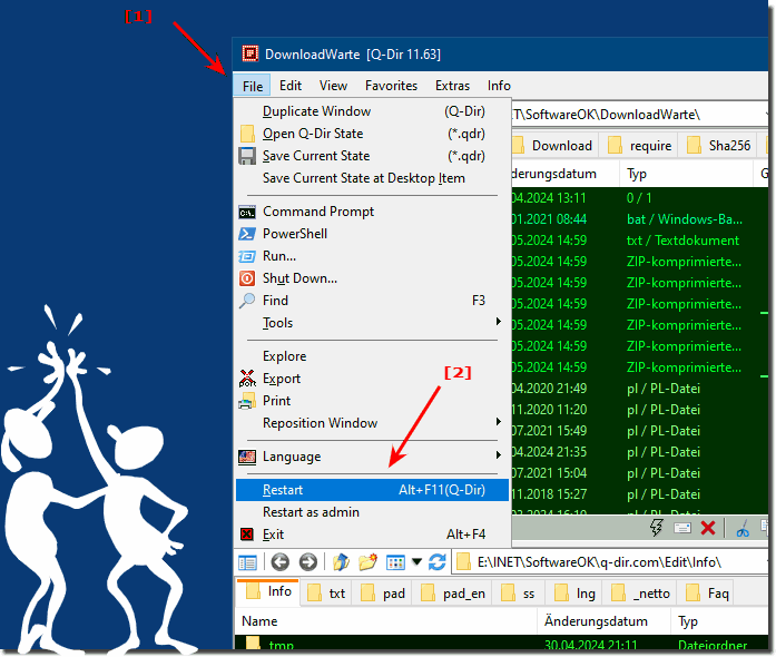 Quickly restart Quad File Explorer for Windows!