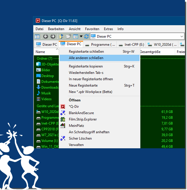 Schnelles Schlieen anderer Tabs in einem Datei Explorer!
