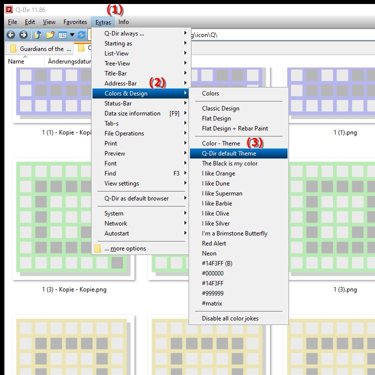 How do I use the default colors in File Explorer?
