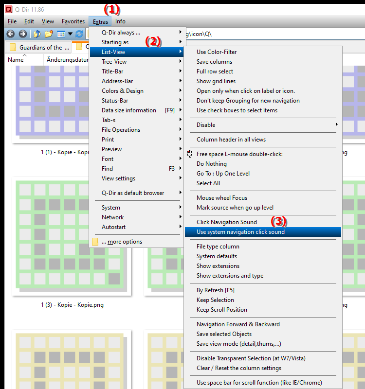 How to use the system navigation click sound in File Explorer?